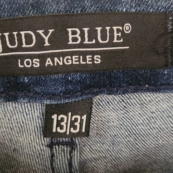 Judy Blue Relax Fit Mid Rise Skinny Jeans Mineral Blue Bleach Splatter Size13/31 - Picture 9 of 10